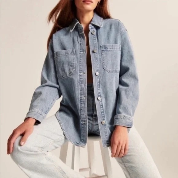 Denim Jacket Abercrombie Shacket Abercrombie Women's Denim Shacket XXS